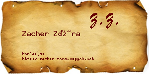 Zacher Zóra névjegykártya